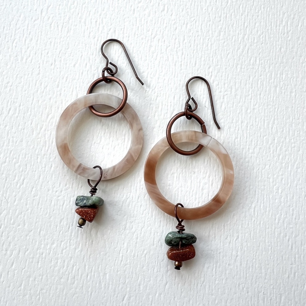 Handmade Earrings with Turquoise and Sandstone Beads